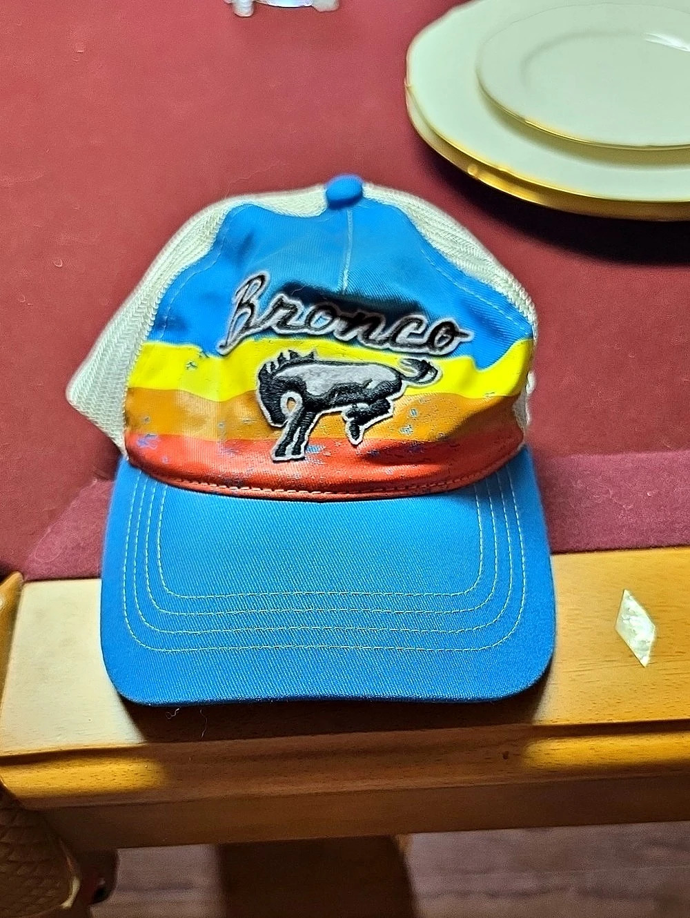 Ford Bronco Trucker Hat Color Block Blue & White
